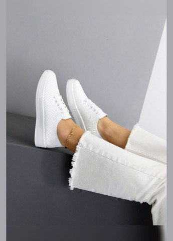 Білі жіночі білі кеди з перфорацією, літні Mengfuna Кеди