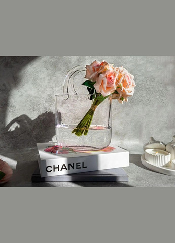 Стеклянная ваза для цветов в форме Сумки 20x11x26 см Bubble Bag, Прозрачная More (299914615)