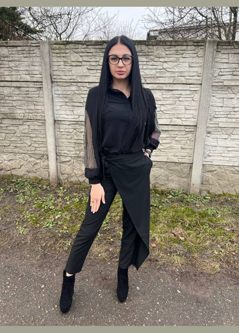 Черная классическая, повседневный, праздничный рубашка однотонная No Brand