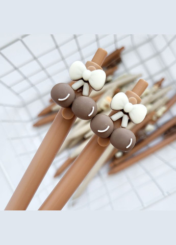 Гелевая ручка в корейском стиле с объемной фигуркой коричневые вишни черная гелевая паста сменный стержень No Brand (320917004)