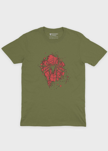 Хаки (оливковая) летняя мужская футболка с принтом супергероя - человек-паук (ts001-1-hgr-006-014-084-f) Modno