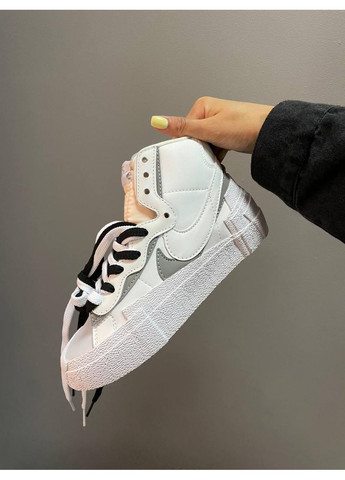 КРОСІВКИ ЖІНОЧІ NIKE BLAZER X SACAI WHITE BLACK НАЙК БЛЕЙЗЕР No Brand чорні демісезони (367167268)