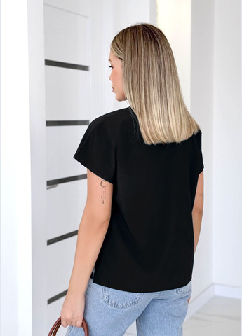 Чёрная стильна блуза-футболка з креп-шифону INNOE Блуза-футболка