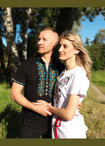 Чёрная мужская вышиванка с коротким рукавом hc (h001-8606-015-22) прямой интерлок (290012037)