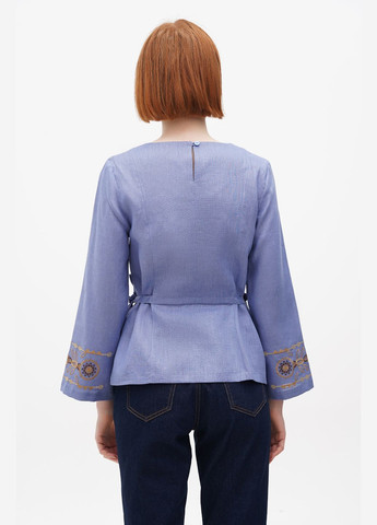 Голубая вышиванка. блуза килина, голубой, р.50, код 9305/50/78 ГАЛЕРЕЯ ЛЬОНУ