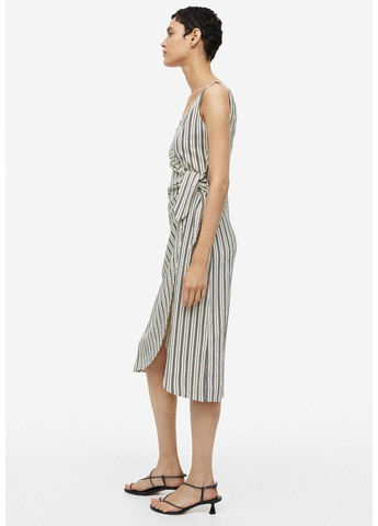 Светло-бежевое повседневный женское трикотажное платье с v-образным вырезом н&м (57082) xl светло-бежевое H&M