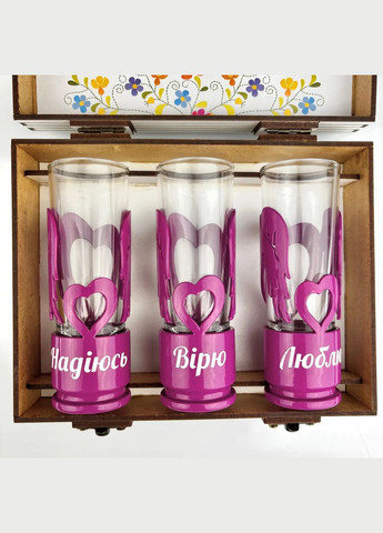 Подарунковий набір чарок з гільз "Надіюся. Вірю. Люблю" у кейсі | Оригінальний подарунок Handmade 212-000-011 (345646741)