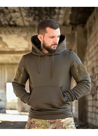 Армійське чоловіче демісезонне худі на флісі з принтом олива Freedom (361677404)