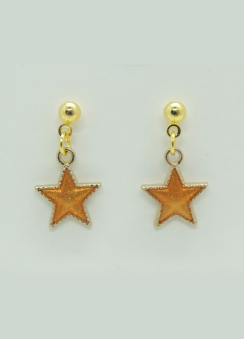 Серьги серьгигвоздики (пусеты) Оранжевые звезды эмаль 2.1 см золотистые Liresmina Jewelry (285111013)