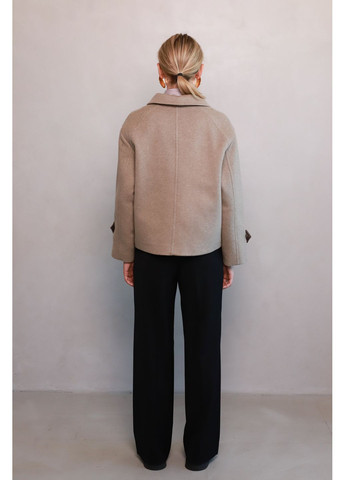 Серое Шерстяное укороченное пальто с накладными карманами серо-бежевого цвета Куинси Dolcedonna