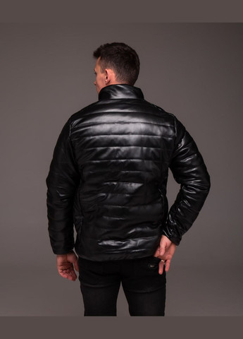 Черная демисезонная мужская стильная куртка под кожу Vakko