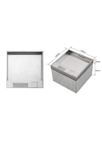 Розетка напольная двойная серебристая, скрытого монтажа, с крышкой, 2 розетки с заземлением, IP54, нержавеющая сталь, Livolo (370985080)