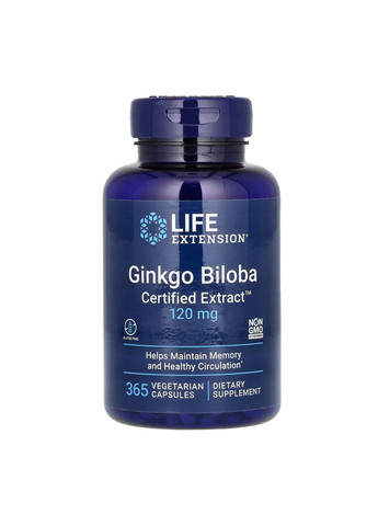Добавка Ginkgo Biloba Certified Extract™120mg - 365 vcaps Life Extension (285787791)