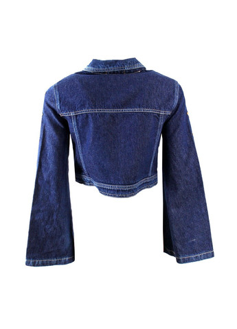 Синяя демисезонная куртка джинсовая женская укороченная Please