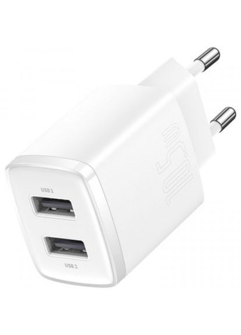 Зарядний пристрій Baseus compact charger 2u white (268147365)