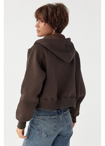 Утеплене коротке худи на блискавці - білий колір Lurex (370601879)