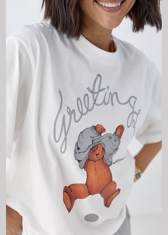 Хлопковая футболка с мишкой Lurex - (330357624)