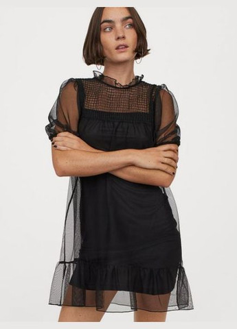Черное повседневный, кэжуал, вечернее платье для женщины 0928352-001 H&M однотонное