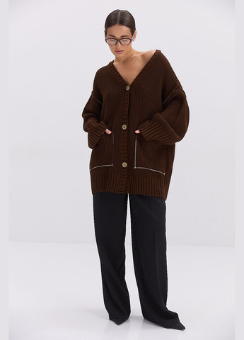 Жіночий в'язаний кардиган oversize з кишенями темно-червоний Arjen (317233864)