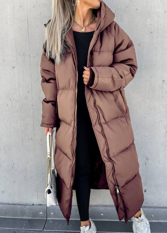 Коричневая зимняя куртка пуховик женская зимняя к-011 мокко SoulKiss k-011