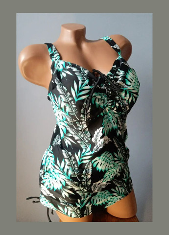 Черный летний купальник танкини с плавками большие размеры FUBA