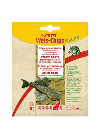 Корм Wels-Chips Nature для донных рыб в чипсах 15 гр Sera (278369071)
