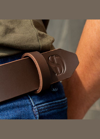 Ремінь шкіряний коричневий з чорною пряжкою SD Leather (357489777)