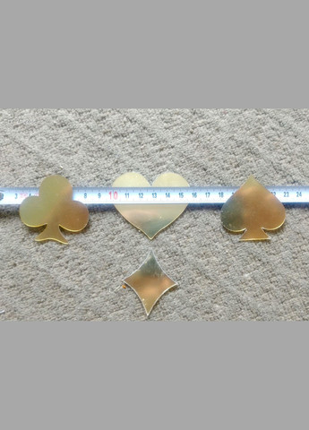 Дзеркальні пластикові золоті наклейки Карти піка бубна чирва хрест набір 8 шт. No Brand (303140268)