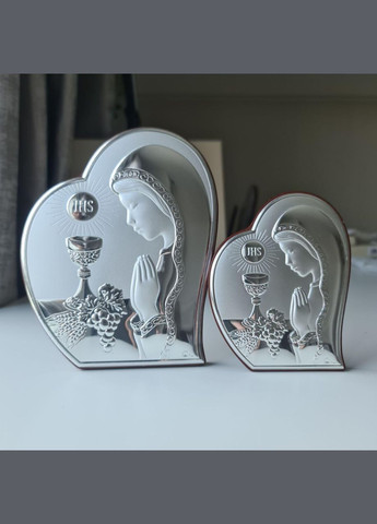 Серебряная икона "Молитва" 11.5х15см в форме сердца - для ребенка Prince Silvero (266265808)