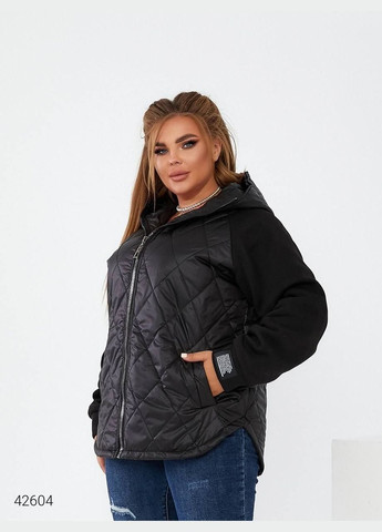 Черная демисезонная женская демисезонная куртка больших размеров Liton