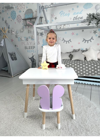 Столик с откидным верхом 54х60х45 и стульчик крылья бабочки 26х26х24, стол и стул для детей от 1 года, с фиолетовым No Brand (335039895)