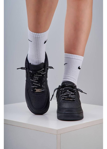 Чорні Осінні кросівки чоловічі nike air force 1 supreme black найк аір форс 1 преміум No Brand