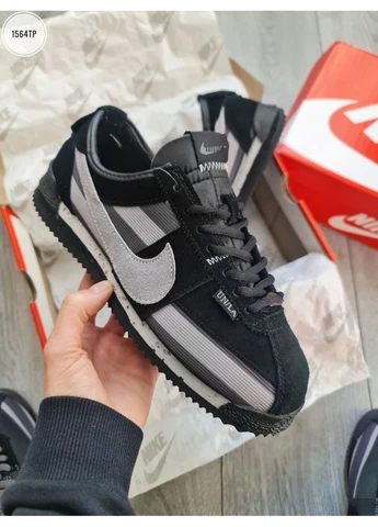 Черные демисезонные кроссовки мужские nike cortez x union l.a black/gray найк кортез черные No Brand