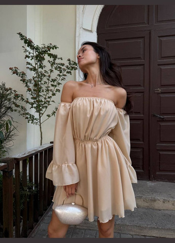 Бежевое кэжуал платье N.Family однотонное