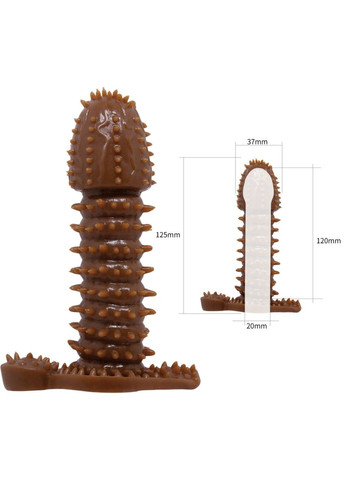Насадка на пеніс член із шипами рельєфна для додаткової стимуляції коричневого кольору China (317747749)