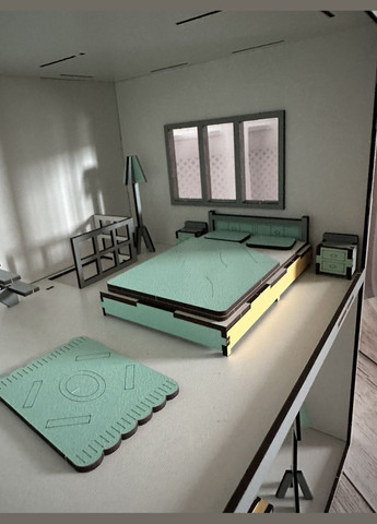 Деревянный самосборный игрушечный домик для кукол, комплект мебели. No Brand (305076704)