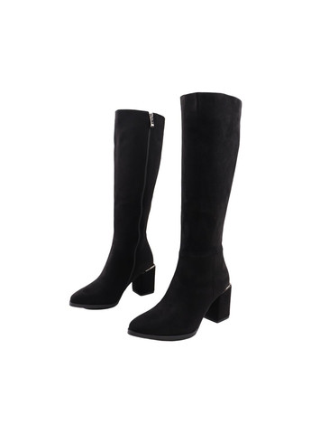 сапоги женские черные на каблуке зимние LIICI