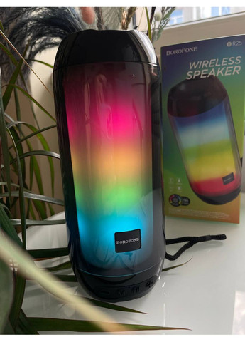Бездротова колонка чорна Bluetooth динамічна з LED підсвіткою для музики та відпочинку Borofone (372460087)