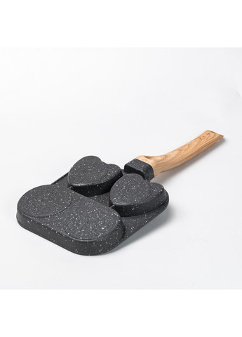 Сковорода для завтрака гриль с антипригарным покрытием алюминиевая 19*19*2 см на 3 секции для яиц Темно-Серая Breakfast (360455316)