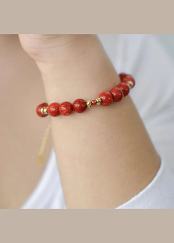 Браслет Кварц (под Коралл), Гематит, Циркон фур-ра гип-ный сплав цвет золото d-8х3мм+- L-18-23см No Brand браслет (301910841)