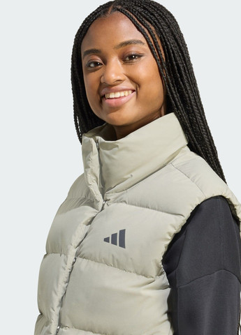 Зелена демісезонна пуховий жилет helionic climawarm relaxed adidas