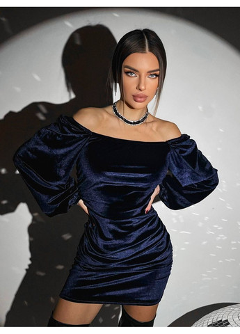 Темно-синя вечірня сукня жіноча Гермес однотонна