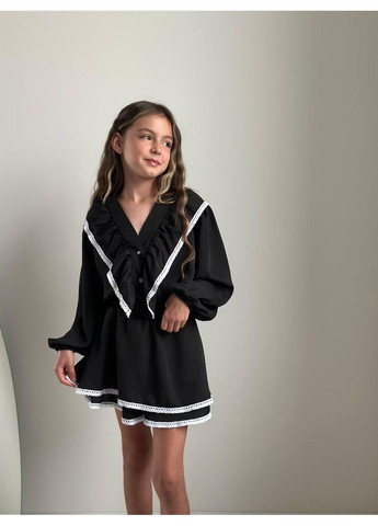 Черный демисезонный комплект (блузка, юбка-шорты) подростковый юбочный, с рубашкой, с шортами IRmAS