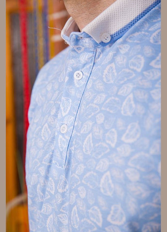 Блакитна чоловіче поло в принт, персикового кольору, Ager