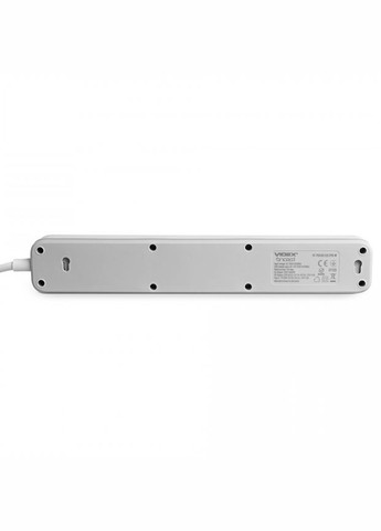 Сетевой удлинитель 3 м 4 гнезда с USB (QC3.0) и USBC (PD18W) заземлением и кнопкой VF-PD43G1QC1PD-W Videx (282313007)