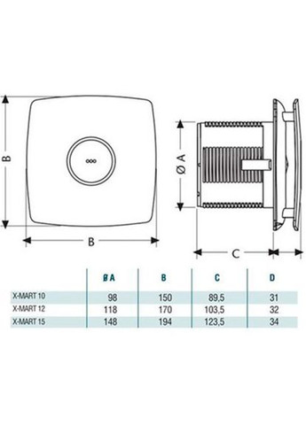 Вытяжной вентилятор X-MART 12 INOX T CATA (323121403)