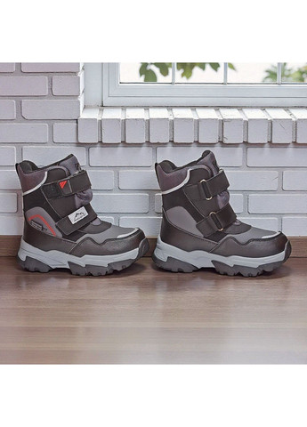 Черные спортивные, повседневные зимние зимние дутики на липучках,зимние ботинки на овчине для мальчика, термоботинки для мальчика Tom.M