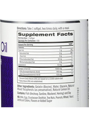 Omega-3 Fish Oil 1000 mg 60 Softgels Lemon Flavor NTL-00929 Natrol (299638676)