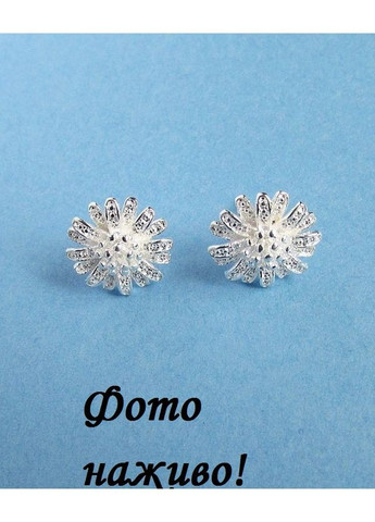 Посріблений набір квіти підвіска на ланцюгу і сережки, 10-425 No Brand (366891505)