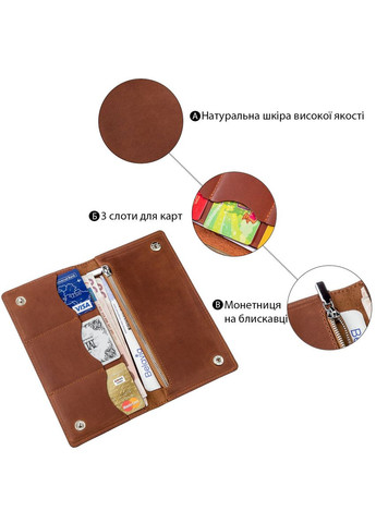 Вертикальний шкіряний гаманець із відділенням на блискавці рудий (sku_16199) No Brand (327819764)